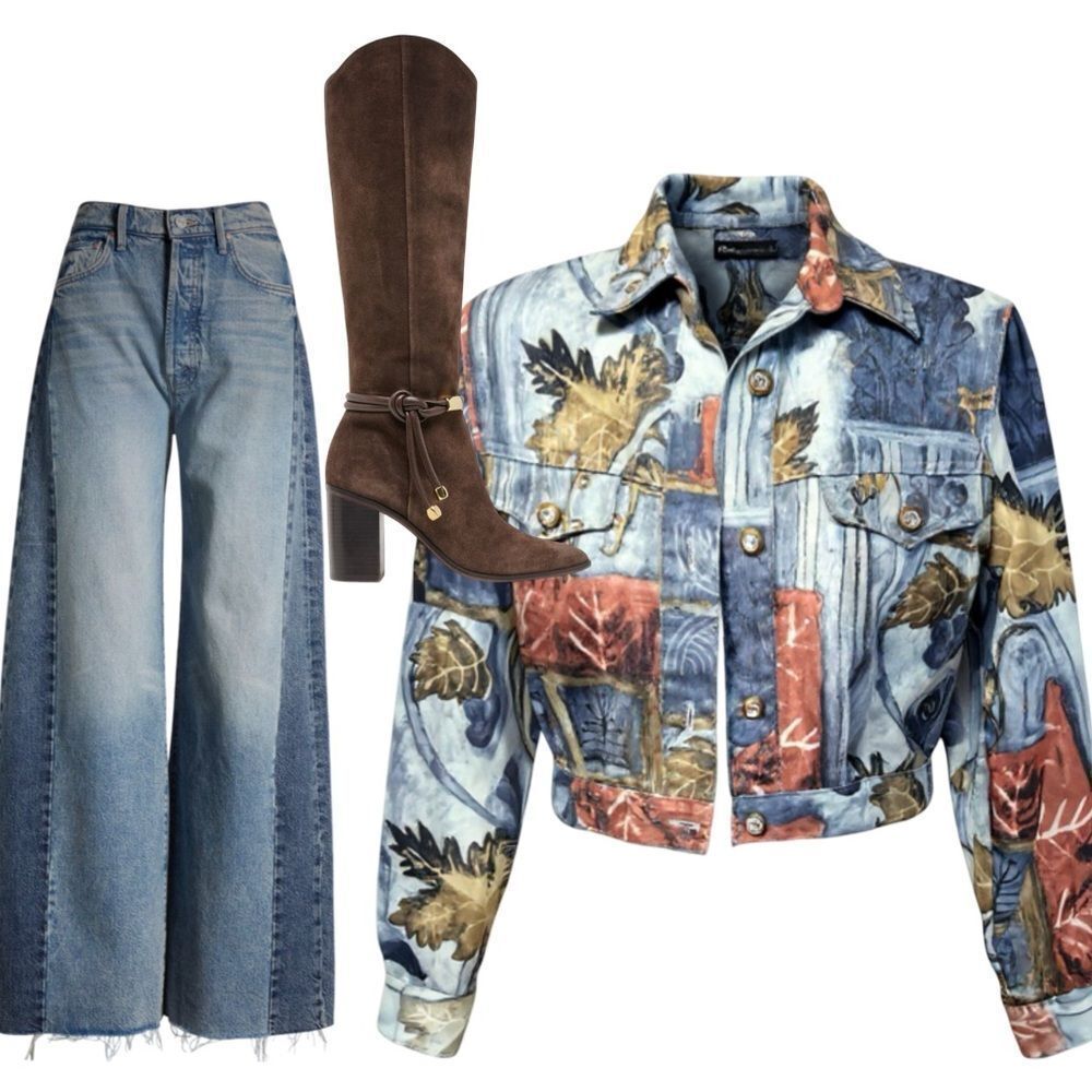 🛍️ LORRAINE WARDY Opal Vintage Blue Leaf Button Up Crop country Jacket Sm - Picture 5 of 11